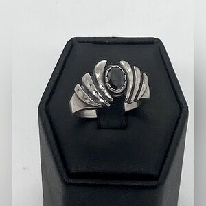 Vtg WM Co Sterling & Hematite Southwestern Style Ring | Sz 7.75
